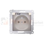 DGZ1BUZ.01/44A Simon 54 gniazdo pojedyncze z_uziemieniem z_klapką transparentną przezroczystą z_osłonami_styków złoty mat metalizowany bez ramki perfektmarket