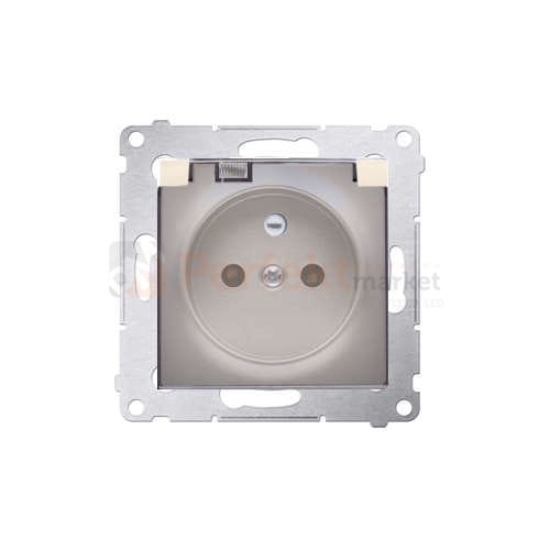 DGZ1BUZ.01/44A Simon 54 gniazdo pojedyncze z_uziemieniem z_klapką transparentną przezroczystą z_osłonami_styków złoty mat metalizowany bez ramki perfektmarket