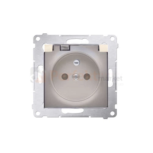 DGZ1BUZ.01/44A Simon 54 gniazdo pojedyncze z_uziemieniem z_klapką transparentną przezroczystą z_osłonami_styków złoty mat metalizowany bez ramki perfektmarket