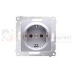 DGZ1Z.01/43 Simon 54 gniazdo pojedyncze z_uziemieniem z osłonami styków srebrny mat metalizowany bez ramki perfektmarket