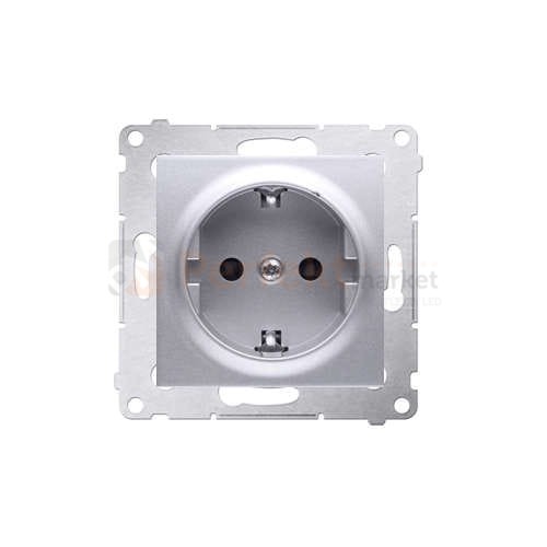 DGZ1Z.01/43 Simon 54 gniazdo pojedyncze z_uziemieniem z osłonami styków srebrny mat metalizowany bez ramki perfektmarket