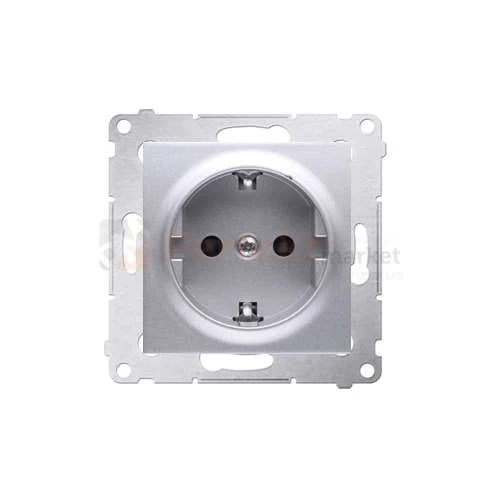 DGZ1Z.01/43 Simon 54 gniazdo pojedyncze z_uziemieniem z osłonami styków srebrny mat metalizowany bez ramki perfektmarket