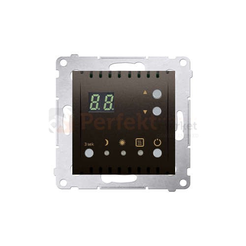 DTRNW.01/46 Simon 54 Termostat cyfrowy z wewnętrznym czujnikiem temperatury brąz mat metalizowany bez ramki perfektmarket