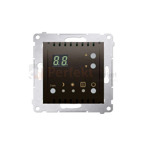 DTRNW.01/46 Simon 54 Termostat cyfrowy z wewnętrznym czujnikiem temperatury brąz mat metalizowany bez ramki perfektmarket