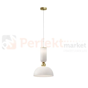 Lampa wisząca Antic złota szklany klosz mleczny glamour art deco 1xE27 Maytoni