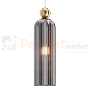 Lampa wisząca Antic złota szklany klosz szary glamour art deco 1xE14 Maytoni