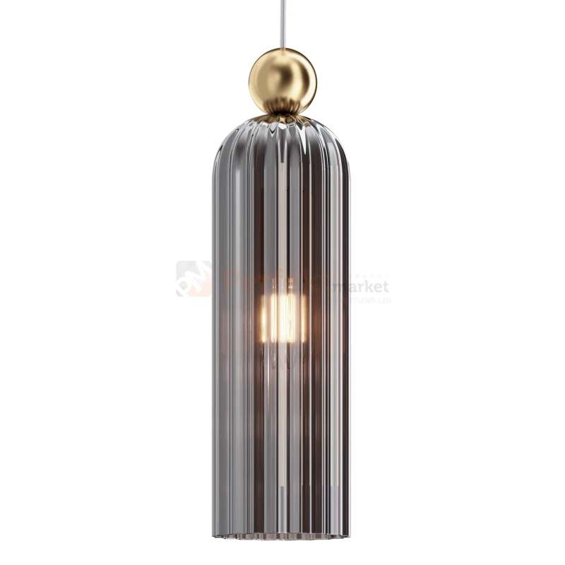 Lampa wisząca Antic złota szklany klosz szary glamour art deco 1xE14 Maytoni - 5