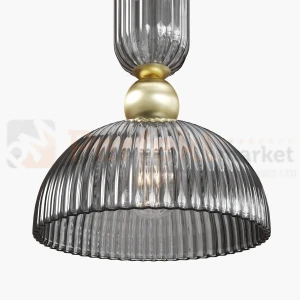 Lampa wisząca Antic złota szklany klosz szary glamour art deco 1xE27 Maytoni