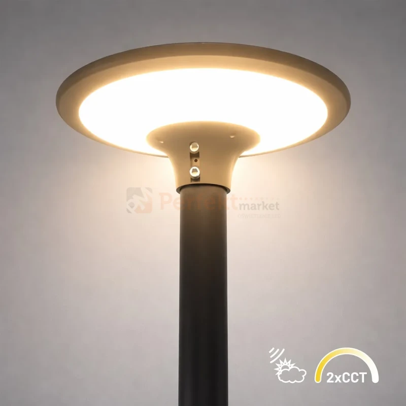 Latarnia solarna parkowa PATIO 20W 2100lm 3000_4000K 40cm IP65 czarna montaż.webp