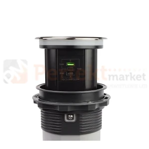 Gniazdo meblowe automatyczne TOWER BOX 3x230V + 1xUSB-A + 1xUSB-C + ładowanie indukcyjne czarny