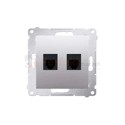 Simon 54 Gniazdo telefoniczne podwójne 2xRJ12 białe DT2.01/43 srebrrny mat metalizowany bez ramki perfektmarket