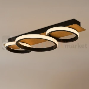 Lampa sufitowa LED ring czarne koła drewno ROWENA 18W 4000K ML2060 Milagro