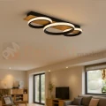 Lampa sufitowa LED ring czarne koła drewno ROWENA 18W 4000K ML2060 Milagro - 3