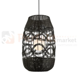 Lampa wisząca boho rattanowa ARONA czarna 1xE14 40cm Milagro ML0355