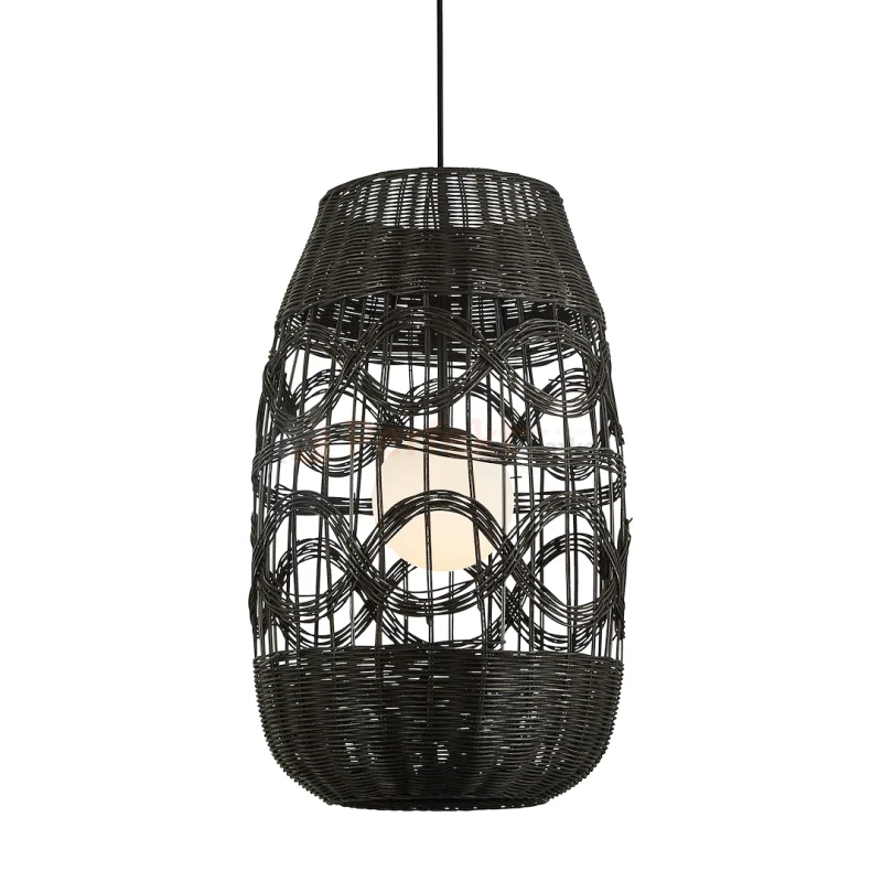 Lampa wisząca boho rattanowa ARONA czarna 1xE14 40cm Milagro ML0355 - 6