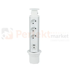 Gniazdo meblowe wysuwane LIFT BOX 3x230V + 1xUSB-A + 1xUSB-C białe