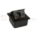 Gniazdo podłogowe otwierane FLOOR BOX 1x230V Schuko + 1xUSB-A + 1xUSB-C Power Delivery 20W czarne perfekt market olsztyn