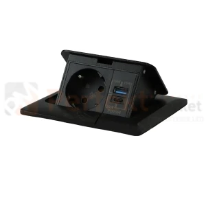 Gniazdo podłogowe otwierane FLOOR BOX 1x230V Schuko + 1xUSB-A + 1xUSB-C Power Delivery 20W czarne