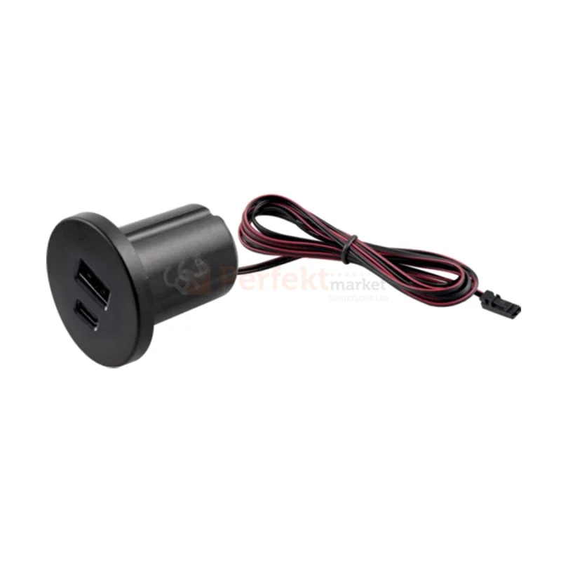 Ładowarka USB A+C 12V DC montowana w płycie meblowej czarna perfekt market olsztyn