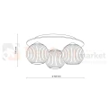 Lampa sufitowa w stylu skandynawskim z kloszami z ryflowanego szkła VIRLO drewniana 11078 perfekt market olsztyn