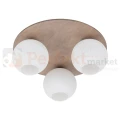 Lampa sufitowa w stylu skandynawskim z kloszami z ryflowanego szkła VIRLO drewniana 11078 perfekt market olsztyn