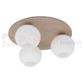 Lampa sufitowa w stylu skandynawskim z kloszami z ryflowanego szkła VIRLO drewniana 11078 perfekt market olsztyn