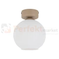 Lampa sufitowa w stylu skandynawskim z kloszem z ryflowanego szkła VIRLO drewniana 11357 perfekt market olsztyn
