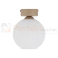 Lampa sufitowa w stylu skandynawskim z kloszem z ryflowanego szkła VIRLO drewniana 11357 perfekt market olsztyn