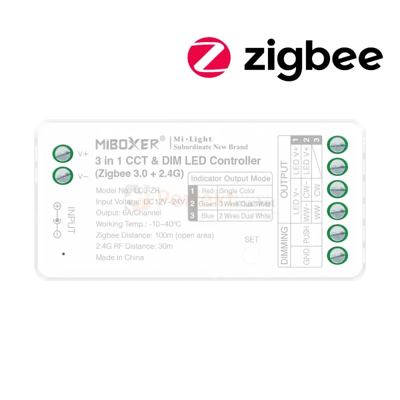 MiBoxer odbiornik do taśm LED MONO/CCT 12-24V max 6A, 2 i 3-przewodowy ZigBee 3.0 LC3-ZR perfekt market olsztyn