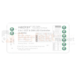 MiBoxer odbiornik do taśm LED MONO/CCT 12-24V max 10A, 2 i 3-przewodowy RF 2,4 GHz LC3-RF