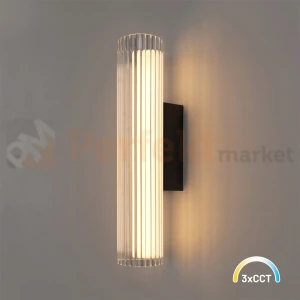 Kinkiet LED Trivia czarny ryflowany nowoczesny 6W LED CCT IP44