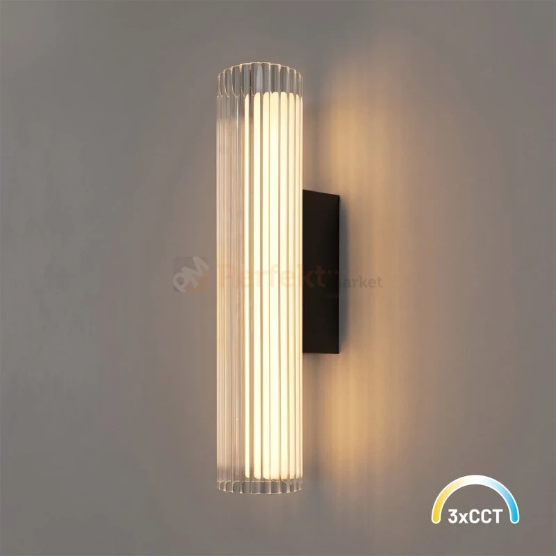 Kinkiet LED Trivia czarny ryflowany nowoczesny 6W LED CCT IP44 - 8