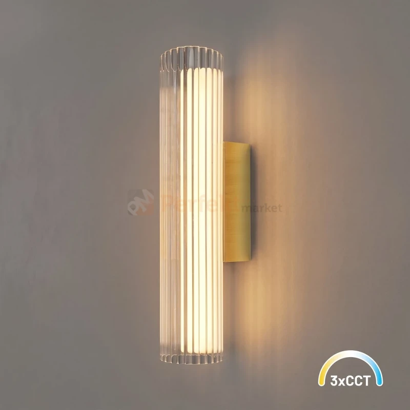 Kinkiet LED złoty ryflowany nowoczesny Trivia 6W LED CCT IP44 - 8