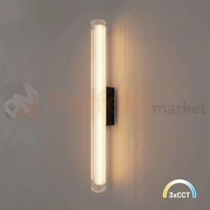 Kinkiet czarny podłużny ryflowany Trivia Black 11W LED CCT IP44