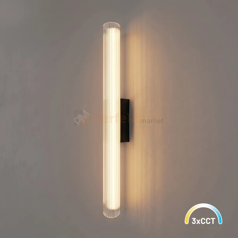 Kinkiet czarny podłużny ryflowany Trivia Black 11W LED CCT IP44 - 9