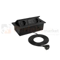 Gniazdo meblowe wpuszczane prostokątne czarnez ładowarka USB 2x230V (3).webp
