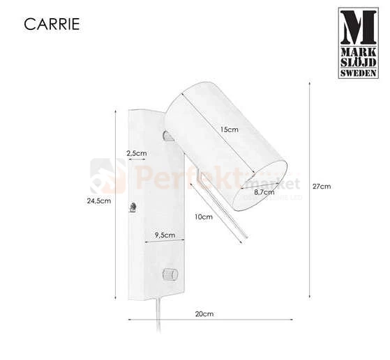 kinkiet regulowany na wysięgniku do sypialni  lampa_ścenna Carrie106587 Markslojd czarna czarny perfektmarket wymiary rozmiar.jpg