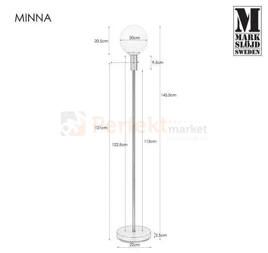 Lampa podłogowa kula minimalistyczna Mina 1L Markslojd 106867 mosiądz