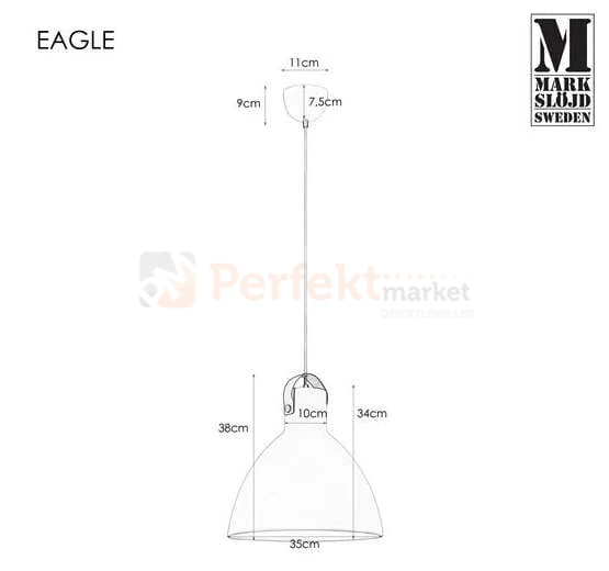 Lampa wisząca skandynawska Eagle Markslojd 1L 106550 czarna skóra