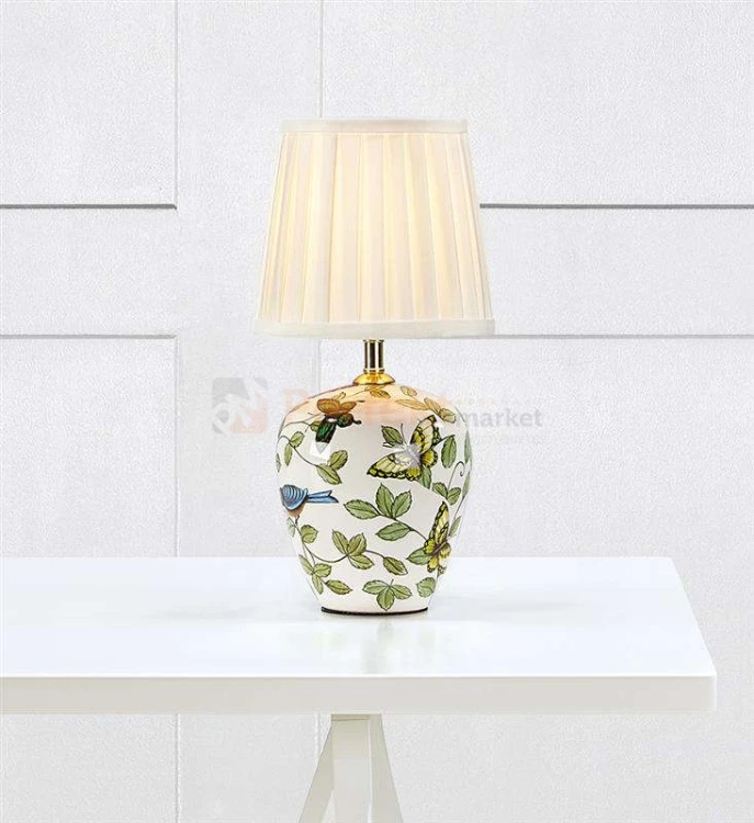 lampa stołowa biurkowa dekoracyjna kwiaty kwiecista na tekstylny_abażur do sypialni  mansion 107039 Markslojd ceramika ceramiczna perfektmarket.jpg
