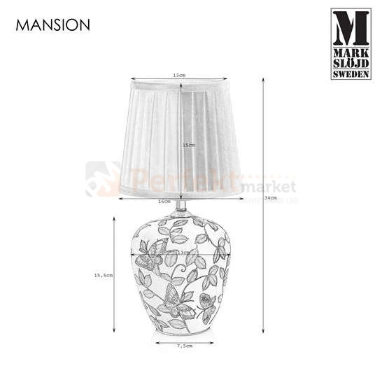 lampa stołowa biurkowa dekoracyjna kwiaty kwiecista na tekstylny_abażur do sypialni  mansion 107039 Markslojd ceramika ceramiczna perfektmarket.jpg