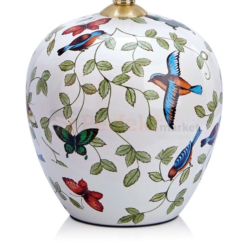 lampa stołowa biurkowa dekoracyjna kwiaty tattoo tatuaż salon_tatuażu kwiecista na tekstylny_abażur do sypialni  mansion 107040 Markslojd ceramika ceramiczna perfektmarket.jpg