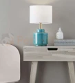 lampa stołowa biurkowa dekoracyjna turkus błekit_morza tekstylny_abażur do sypialni  cous 106606 Markslojd ceramika ceramiczna perfektmarket.jpg