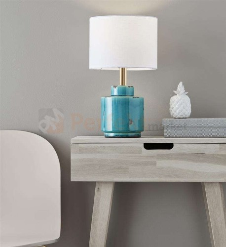 lampa stołowa biurkowa dekoracyjna turkus błekit_morza tekstylny_abażur do sypialni  cous 106606 Markslojd ceramika ceramiczna perfektmarket.jpg