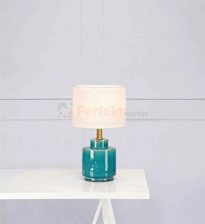 lampa stołowa biurkowa dekoracyjna turkus błekit_morza tekstylny_abażur do sypialni  cous 106606 Markslojd ceramika ceramiczna perfektmarket.jpg