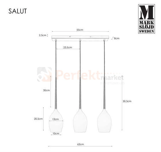 minimalistyczna lampa wiszaca 3L biała zwis szklany modernistyczna modernizm markslojd salut 106808 perfektmarket.jpg