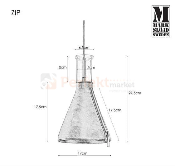 Lampa wisząca Zip skóra Markslojd 106805 szklana czarna zwis