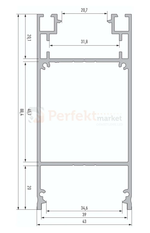 Profil LED architektoniczny profil_do_lamp nowoczesny_profil_led nawierzchniowy napowierzchniowy oświetlenie_LED dolio perfektmarket