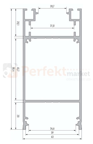 Profil LED architektoniczny profil_do_lamp nowoczesny_profil_led nawierzchniowy napowierzchniowy oświetlenie_LED dolio perfektmarket