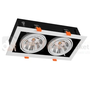 Oprawa wpuszczana downlight Plaza AR111 ES111 ruchoma podwójna biała
